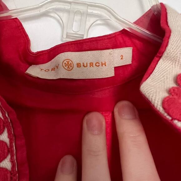 Tory Burch Long Sleeve Cotton Tunic in Carnival Red - Picture 6 of 7